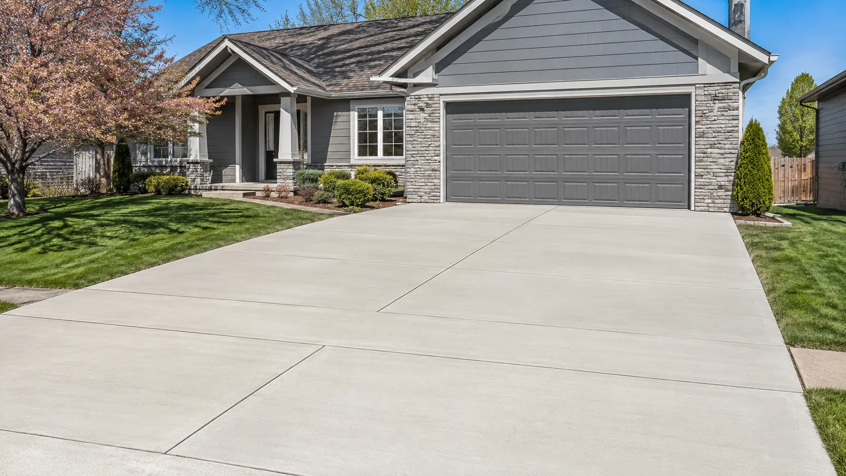 Finished concrete driveway