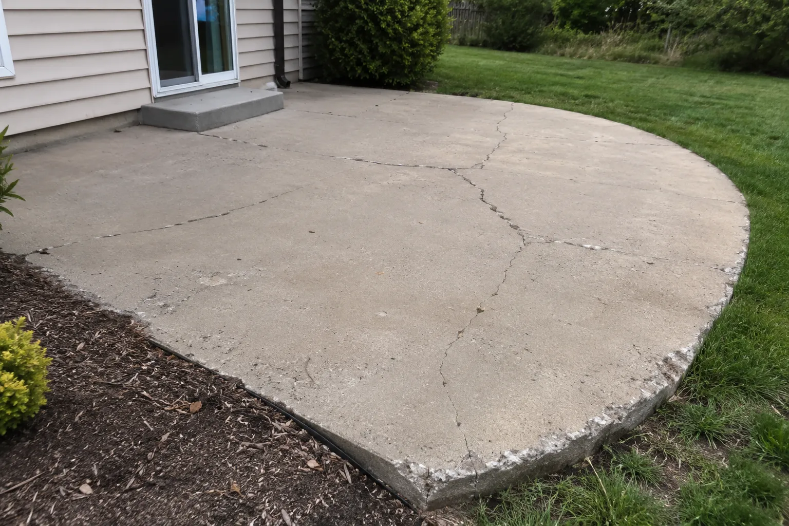 Failed concrete patio