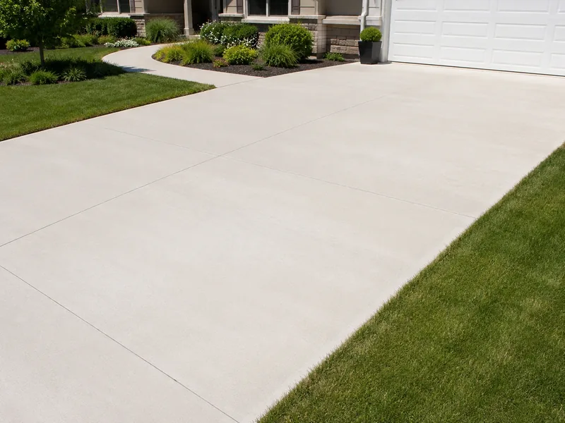 Concrete driveway with an even finished surface
